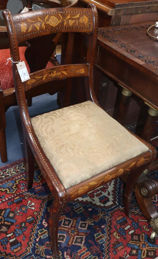 A pair of early 19th century Dutch floral inlaid chairs